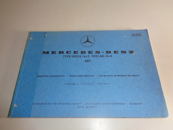 Teilekatalog Mercedes-Benz LKW Typ 1932 K / 4x2 & AK / 4x4 (389) Stand 04/1973