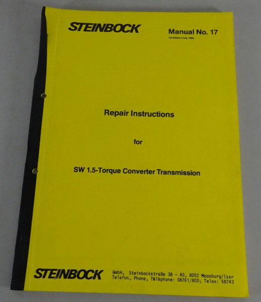 Workshop Manual/Repair Instruction Steinbock SW 1,5 Drehmomtenenwandler-Getriebe