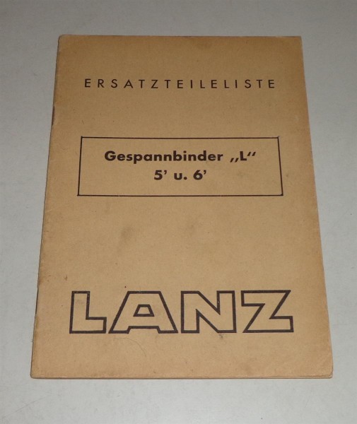 Teilekatalog / Ersatzteilliste Lanz Gespannbinder L 5 / 6 - Stand 03/1953