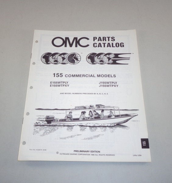 Teilekatalog OMC Bootsmotor Außenborder 155 Commercial Models ab E155WTPLY 1988