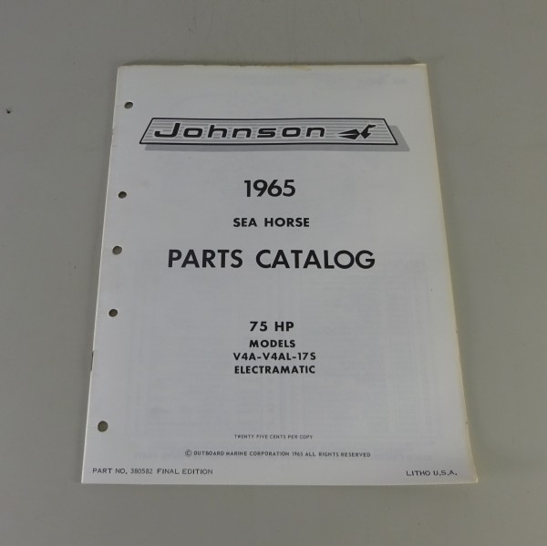 Teilekatalog OMC Johnson 75 PS Models von '65