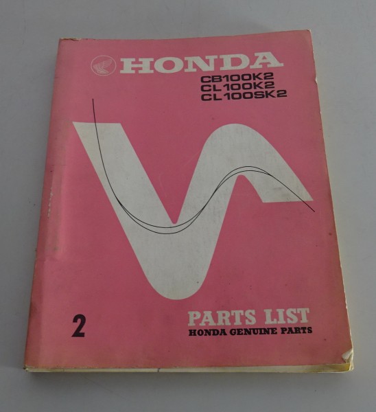 Parts Catalog / Parts List Honda CB 100 K 2 / CL 100 K 2 + SK 2 from 1972