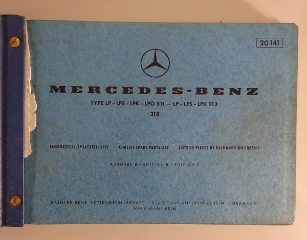 Teilekatalog Mercedes-Benz Typ LP, LPS, LPO 811, LP, LPS, LPK 913 1971 (20141)