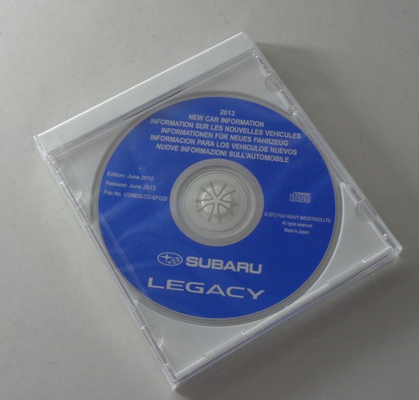 Werkstatthandbuch auf CD Subaru Legacy Informationen für neues Fahrzeug 2013