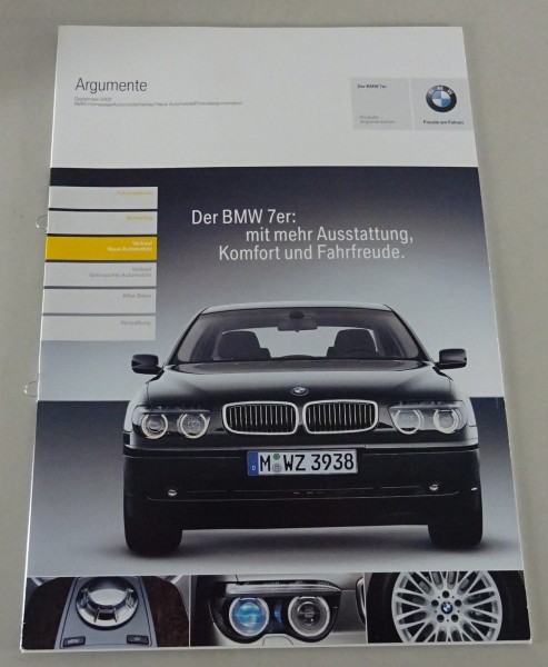 Argumente BMW 7er E65 | mit mehr Ausstattung, Komfort & Fahrfreude Stand 09/2003
