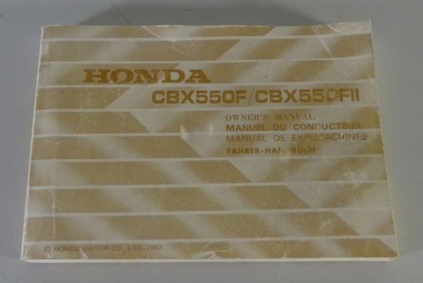 Betriebsanleitung / Owner´s Manual Honda CBX 550 F / CBX 550 FII Stand 1982