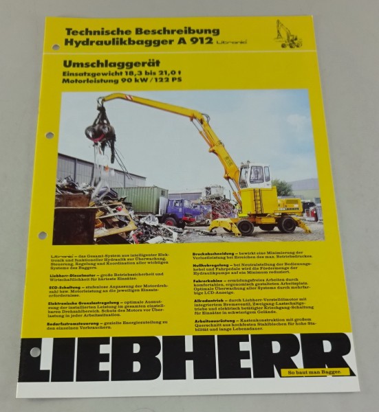 Technische Beschreibung Liebherr Hydraulikbagger A 912 Stand 10/1992