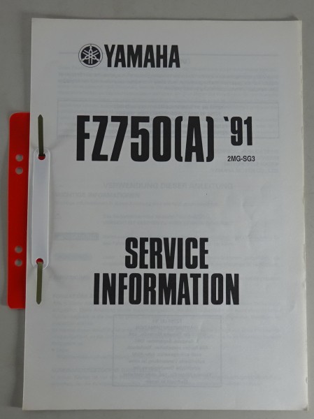 Werkstatthandbuch / Service Information Yamaha FZ750 (A) Stand 1991