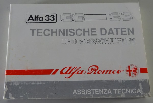 Tabellenbuch / Technische Daten Alfa Romeo Alfa 33 1200 / usw. Stand 10/1989