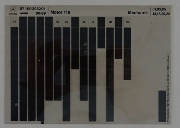 Microfich Teilekatalog Mercedes-Benz Benzin Motor M 119 Mechanik 06/1989