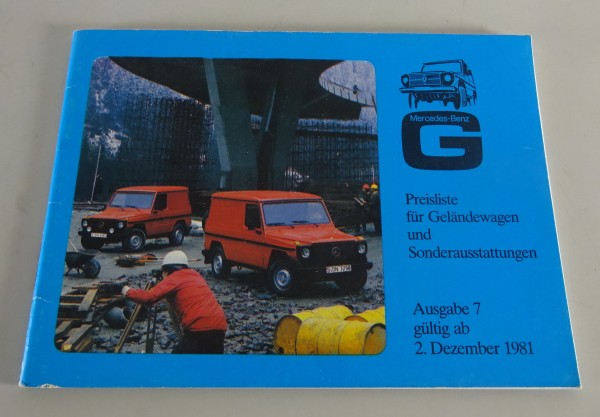 Preisliste Mercedes Benz G-Klasse W460 gültig ab 02/12/1981