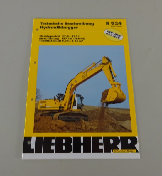 Prospekt Liebherr Hydraulikbagger R 934 Litronic Technische Daten Stand 02/1998