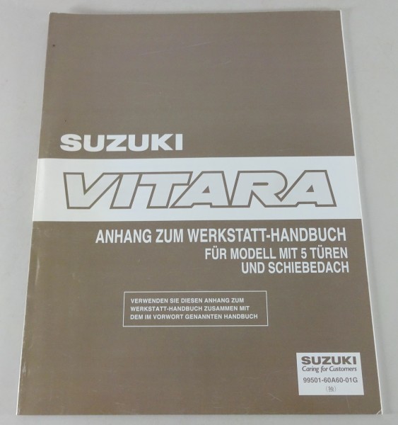 Werkstatthandbuch Nachtrag Suzuki Vitara mit 5 Türen + Schiebedach von 11/1992