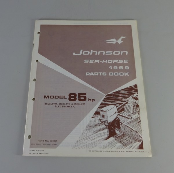Teilekatalog OMC Johnson 85 PS Models Stand 1969