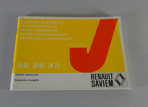 Betriebsanleitung / Handbuch Renault LKW JK 60 / JK 65 / JK 75 Stand 11/1976