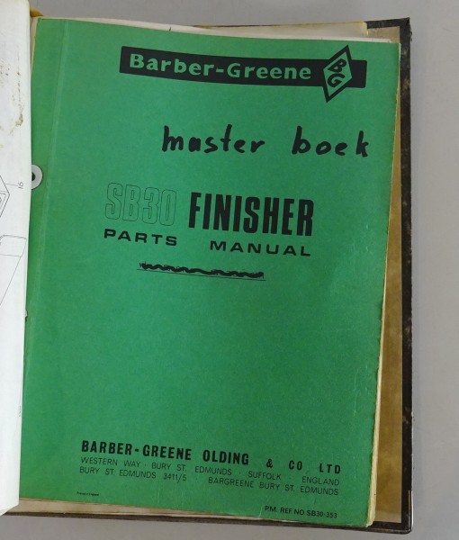 Teilekatalog / Parts list Barber Greene SB 30 Finisher Straßenfertiger