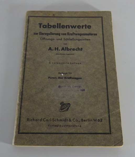 Handbuch / Tabellenwerte Einstellwerte / Steuerzeiten für LKW + PKW Stand 1942