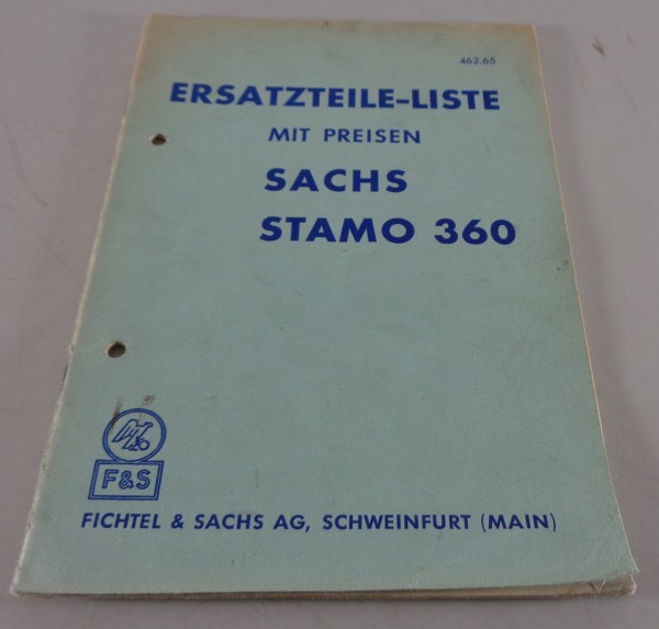 Teilekatalog / Ersatzteilliste Sachs Motor Stamo 360 mit Preisen Stand 08/1955