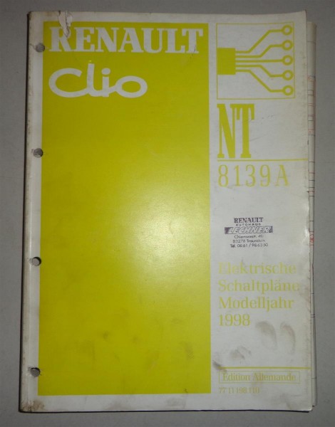 Werkstatthandbuch Elektrik / Elektrische Schaltpläne Renault Clio 1998