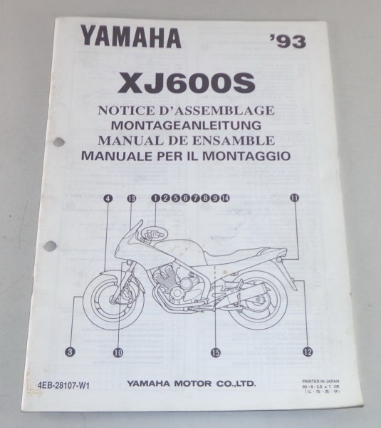 Montageanleitung / Set Up Manual Yamaha XJ 600 S Stand 1993