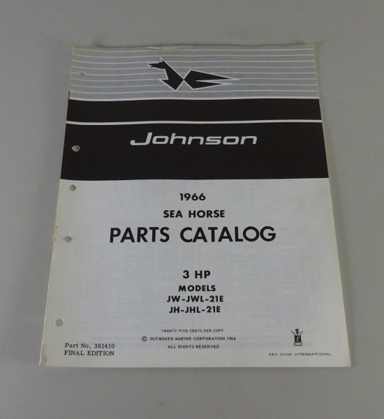 Teilekatalog OMC Johnson Outboards 3 PS Models von 1966