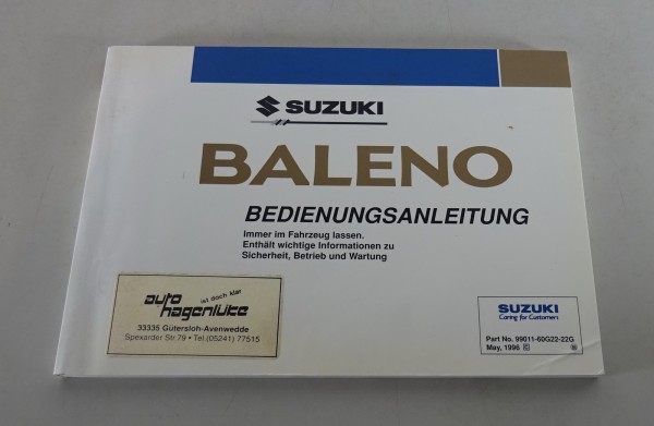 Betriebsanleitung / Handbuch Suzuki Baleno von 05/1996