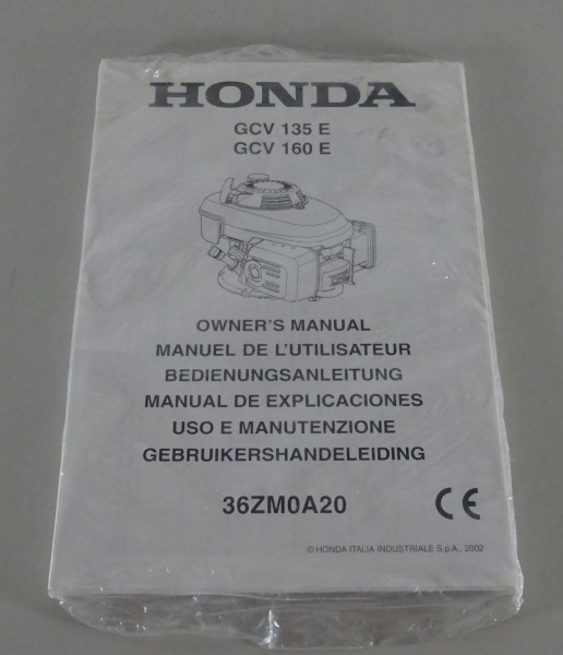 Betriebsanleitung / Owner´s Manual Honda Generator GCV 135 / 160 E Stand 2002