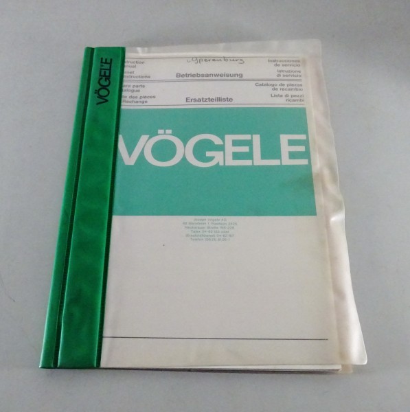 Betriebsanleitung + Teilekatalog Vögele Nivellier - Automatik von 1980