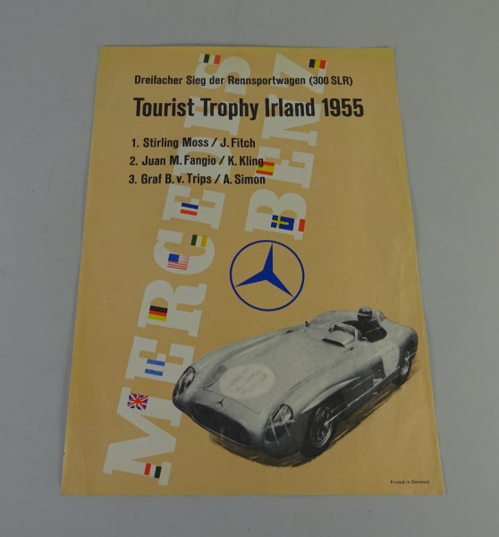 Rennplakat / Prospekt Tourist Trophy Irland 1955 Mercedes-Benz 300 SLR