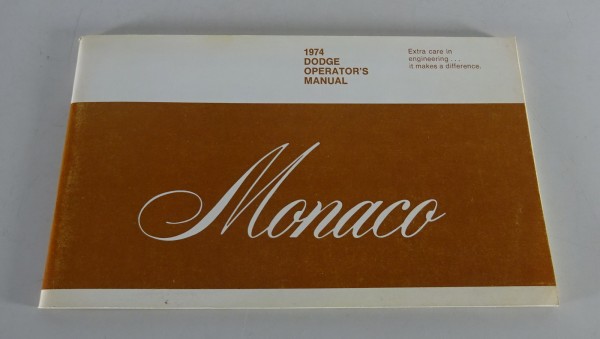 Owner´s Manual / Handbook Dodge Monaco Stand 1974