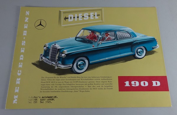 Prospekt / Broschüre Mercedes-Benz 190D Diesel W121 Ponton Stand 1958