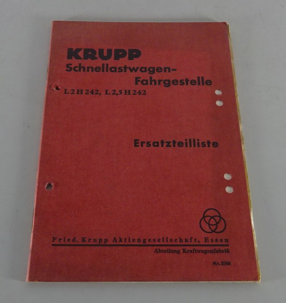 Teilekatalog Krupp Schnelllastwagen Fahrgestelle L 2 H 242 / L 2,5 H 242 '1937