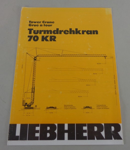 Datenblatt / Technische Beschreibung Liebherr Turmdrehkran 70 KR von 02/1981