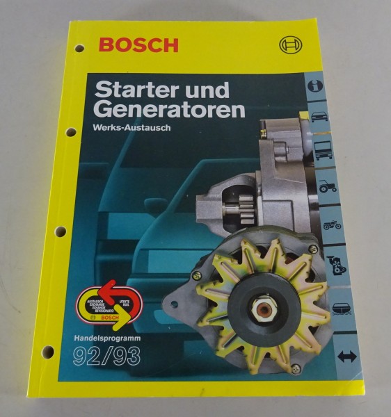 Handelskatalog Bosch Starter und Generatoren Pkw / Lkw / Busse etc Stand 1992/93