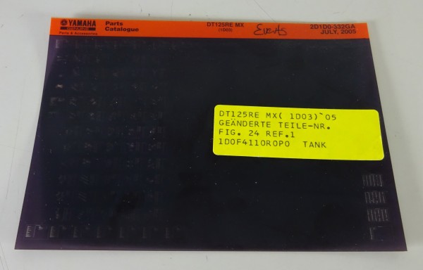 Microfich Parts Catalogue / Ersatzteilkatalog Yamaha DT 125 RE MX Stand 07/2005