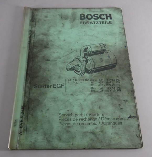 Teilekatalog Bosch Anlasser / Starter EGF 0,6/6 1/12 GF von 5/1970