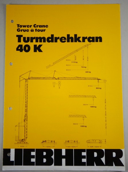 Datenblatt / Data sheet Liebherr „Turmdrehkran 40 K" Stand 03/1981