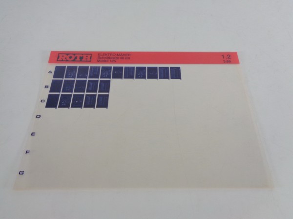 Microfich Teilekatalog Roth Toro 125 Elektromäher von 03/1989