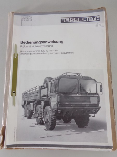 Handbuch Beissenbarth Prüfgerät Achsermessung P 5 BW PKW + LKW von 1987