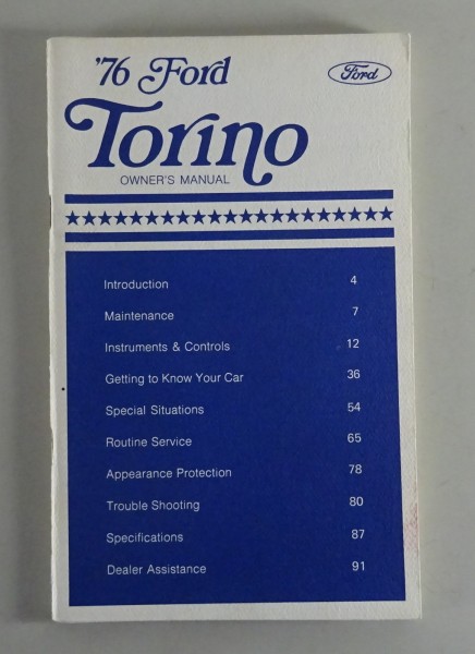 Owner´s Manual / Handbook Ford Torino Stand 1976