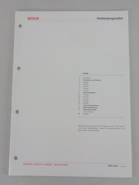 Ausrüstungskatalog / Technische Info Bosch Verbindungsmittel Elektrik von 1/1972