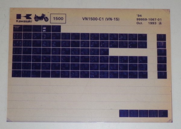 Microfich Ersatzteilkatalog Kawasaki VN 15 VN 1500 C1 Model 1994 Stand 10/93