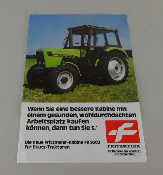 Prospekt / Broschüre Fritzmeier Kabine FK 9502 für Deutz 4007 - 7807