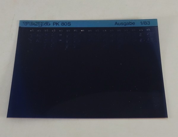 Microfich Ersatzteilkatalog Vespa PK 80 S Stand 01/83