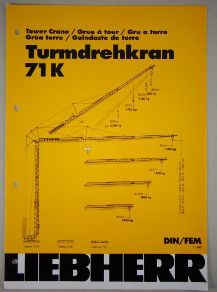 Datenblatt / Data sheet Liebherr „ Der Turmdrehkran 71 K" Stand 01/2002