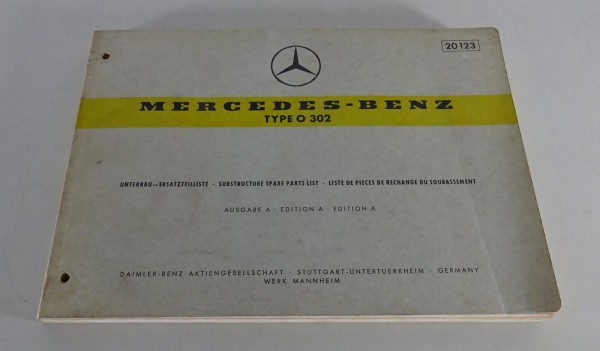 Teilekatalog / Ersatzteilliste Mercedes-Benz Bus Typ O 302 Unterbau Stand 5/1970