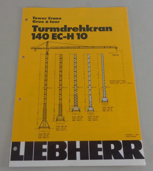 Datenblatt / Technische Beschreibung Liebherr Turmdrehkran 140 EC-H 10 v. 7/1991