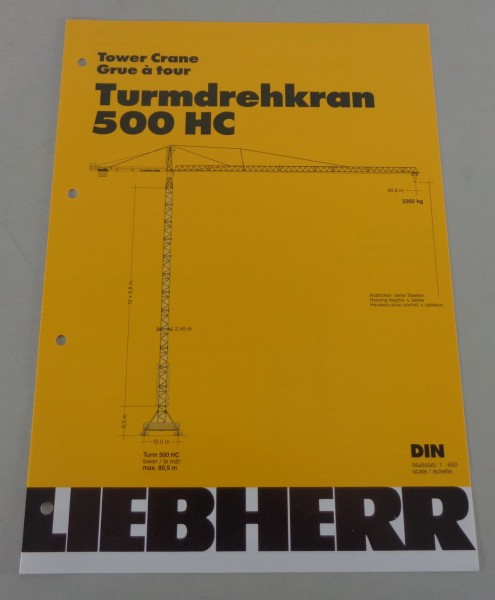 Datenblatt / Technische Beschreibung Liebherr Turmdrehkran 500 HC von 04/1994