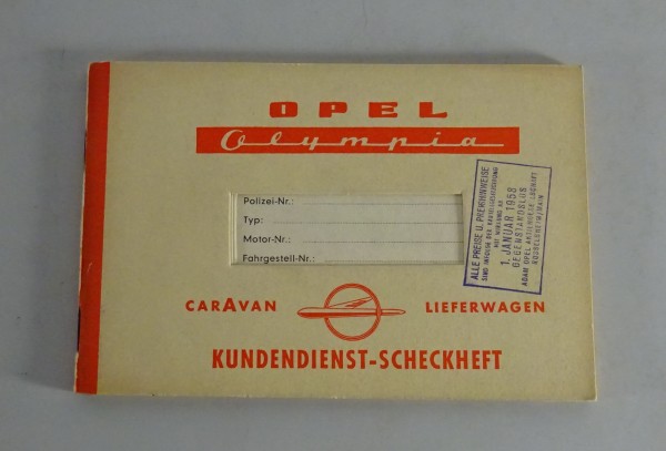 Scheckheft blanko Opel Olympia Caravan original von 10/1957