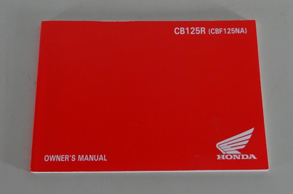 Owner's Manual / Handbook Honda CB 125 R (CBF 125 NA) from 10/2020